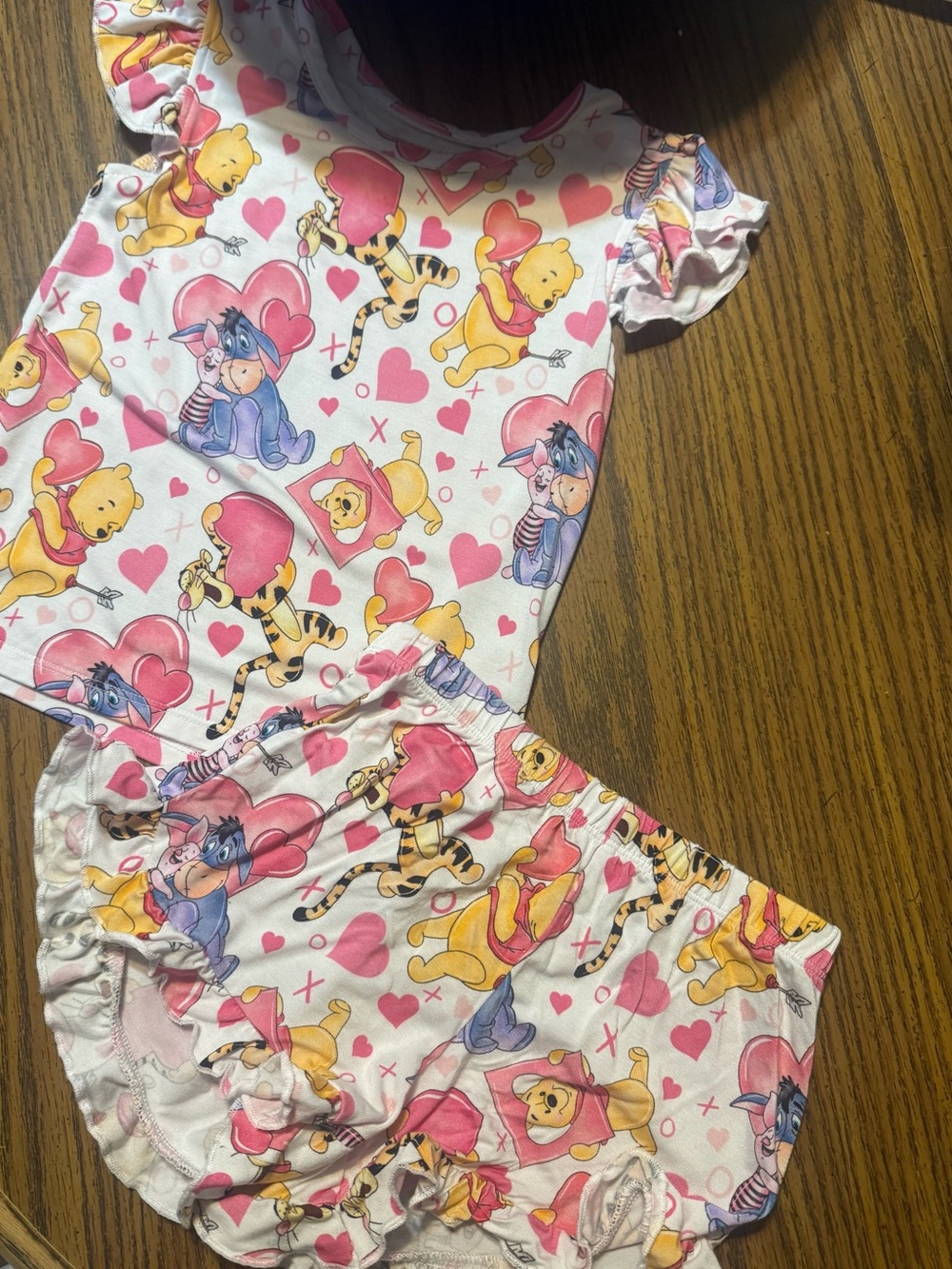 Children's Pink Winnie the Pooh bamboo pajama Set with Hearts